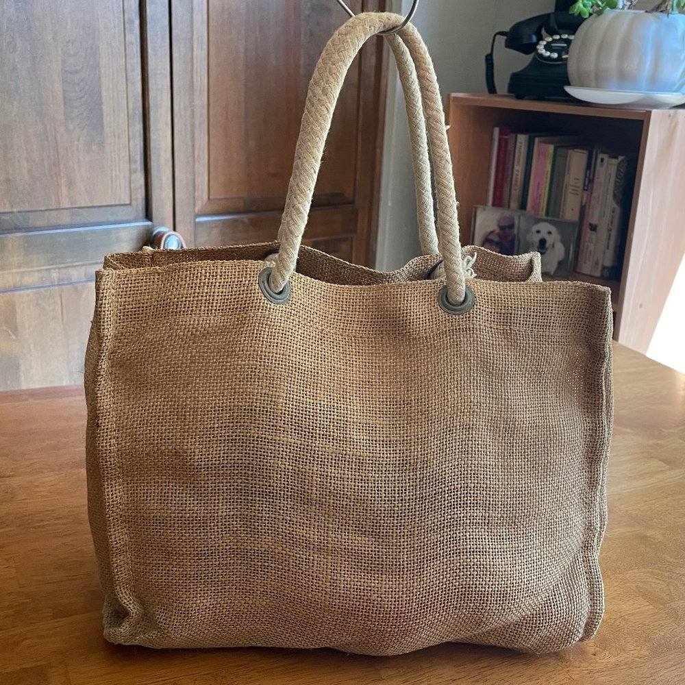 Vintage J. Crew mini burlap tote bag